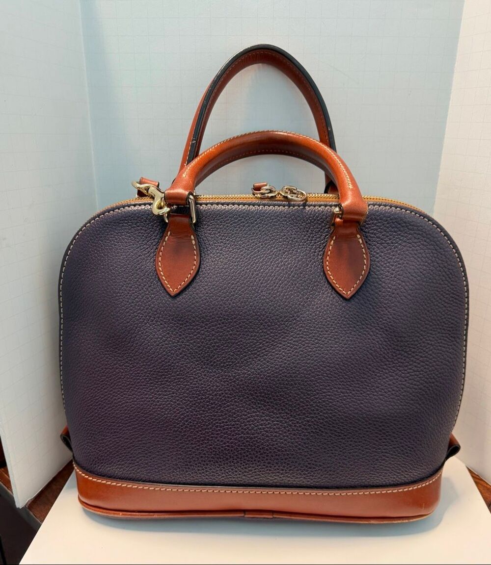 Dooney & Bourke Pebble Grain Zip Satchel Deep Plum Leather Shoulder Bag - Picture 5 of 11